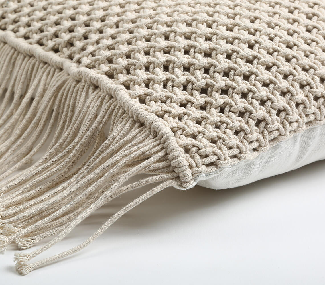 Diamond Macrame Fringed Cushion cover