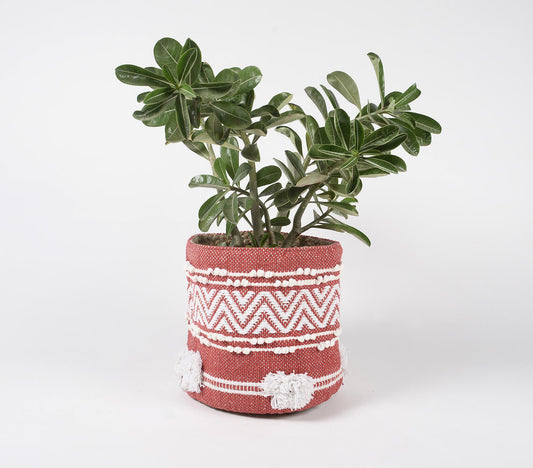 Handwoven Ruby Cotton & Jute Basket